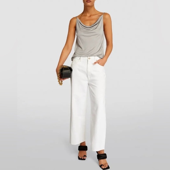 GOLDSIGN Metallic Milo Cowl Neck Cami Top SZ XSmall Silver Low Back Holiday NWT - Picture 1 of 11